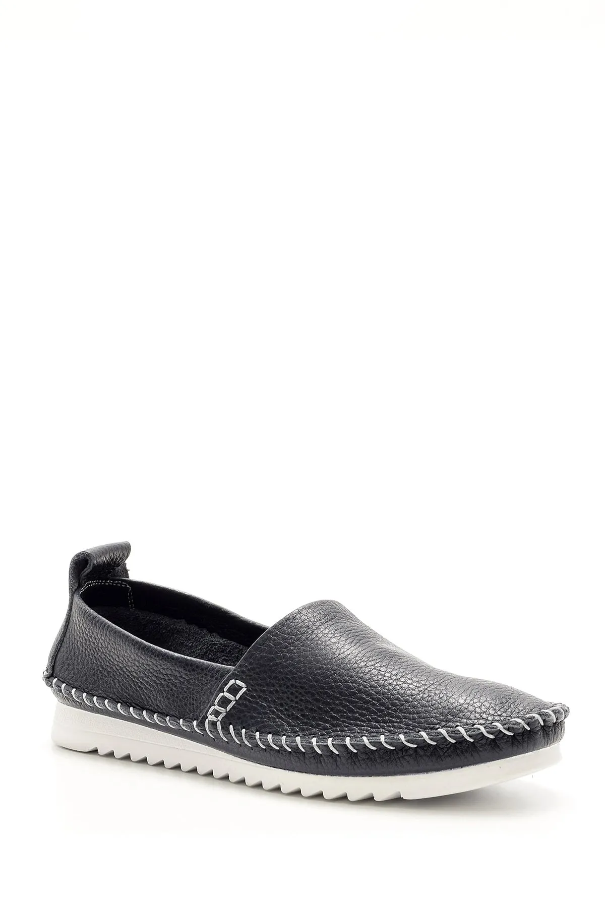 Kadın Dikiş Detaylı Deri Loafer