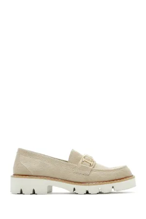 Kadın Taba Tokalı Süet Maskülen Loafer