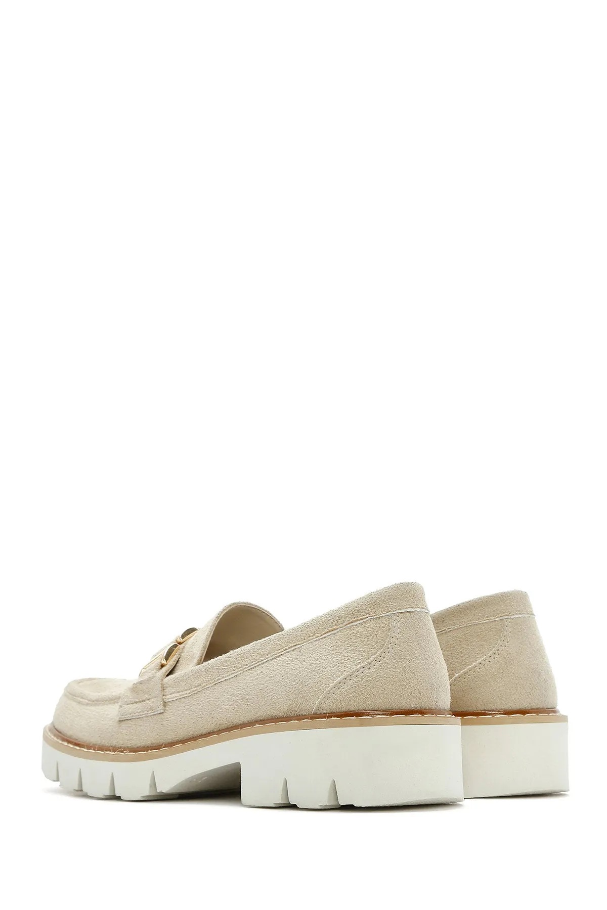 Kadın Taba Tokalı Süet Maskülen Loafer
