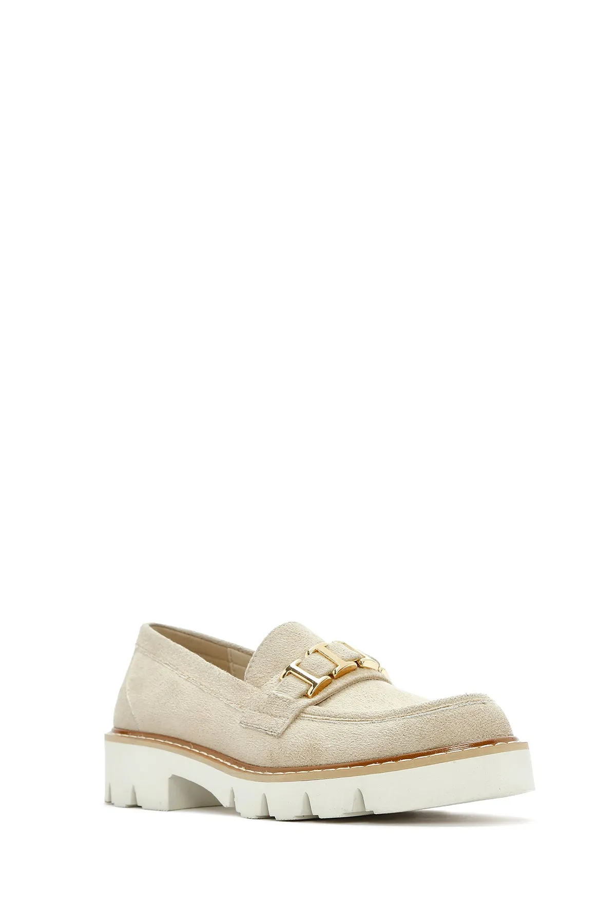 Kadın Taba Tokalı Süet Maskülen Loafer