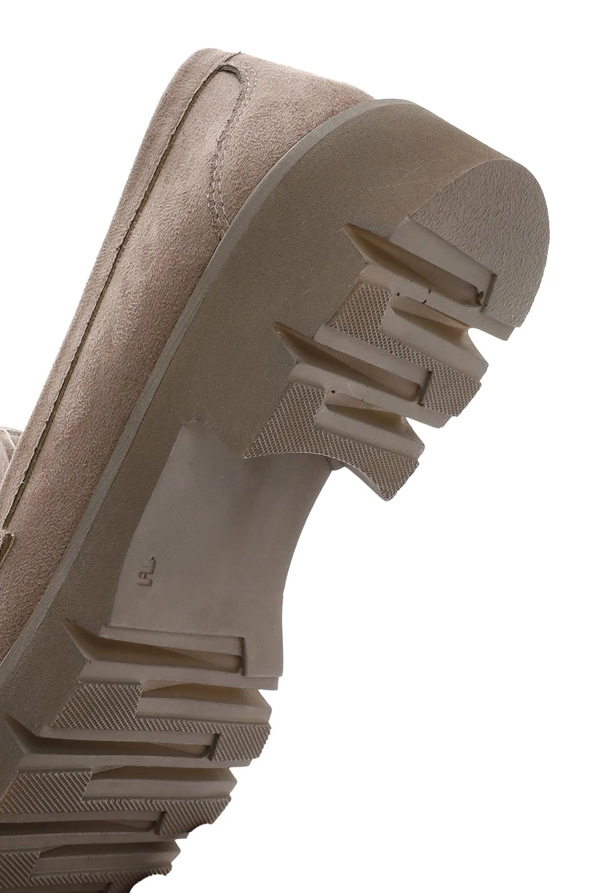 Kadın Vizon Tokalı Süet Maskülen Loafer