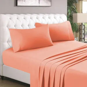 KBC linen Queen Sheet Set - 4 Piece - Hotel Luxury 100% Cotton Bed Sheets - Extra Soft - 15"–21" Deep Pocket Fitted Sheets - 800 Thread Count - Peach Solid Bed Sheets