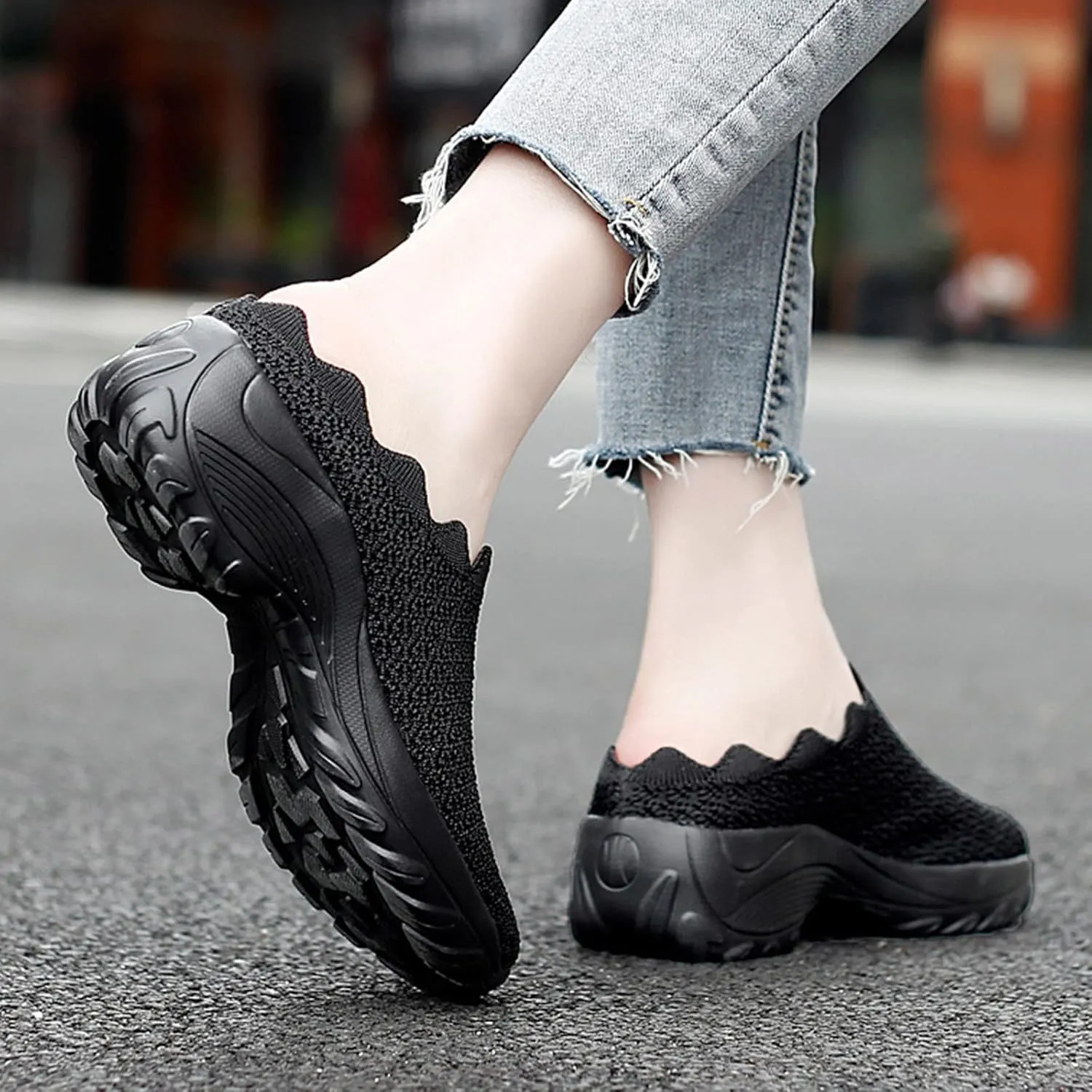 Keilinia Women's Orthopedic Stretch Cushion Mules,Lightweight Comfy Breathe Mesh Antiskid Wedge Walking Clogs Shoes Sneakers