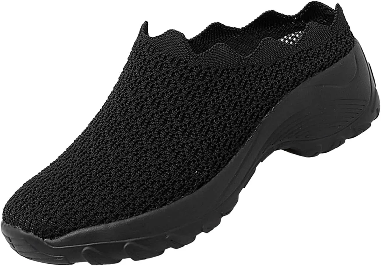 Keilinia Women's Orthopedic Stretch Cushion Mules,Lightweight Comfy Breathe Mesh Antiskid Wedge Walking Clogs Shoes Sneakers
