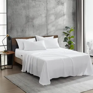 Kenneth Cole - Solutions Queen Sheets, Soft Recycled Polyester 6-Piece Bedding Set, Wrinkle-Resistant and Cooling Finish (Solid White, Queen)