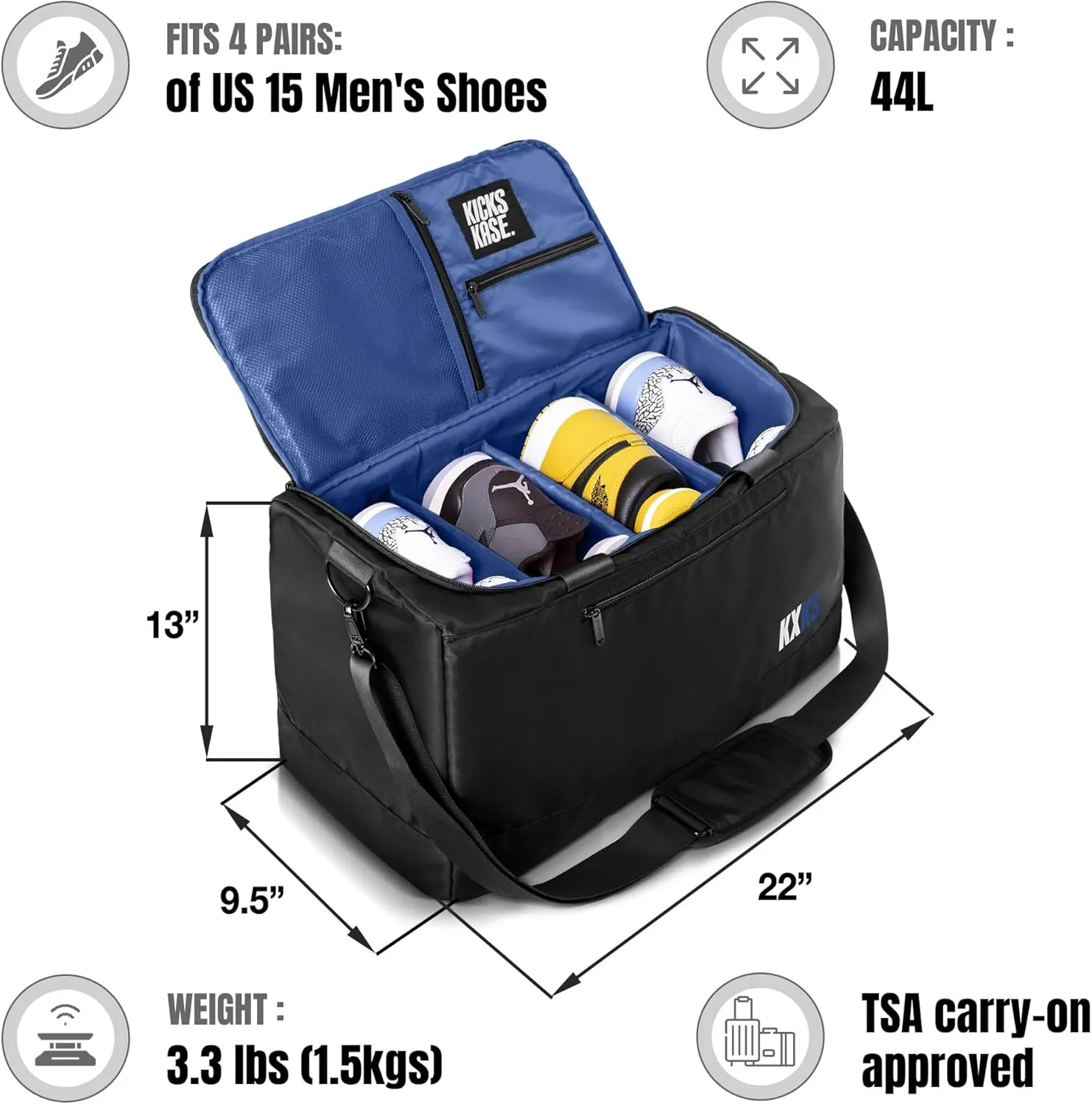 Kicks Kase Essential Sneaker Duffle Bag - Travel Duffel Bags for Shoes, Travel Sneaker Bag, Perfect Gym Sports Bag, Traveling & Luggage, Heavy Duty Travel Accessories