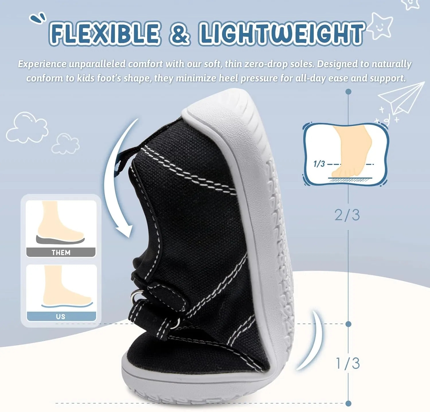 Kids Wide Toe Box Barefoot Shoes Breathable Comfy Summer Canvas Sneakers | Toddler Boys/Girls Zero Drop Minimalist Outdoor Activities Walking Running Shoe
