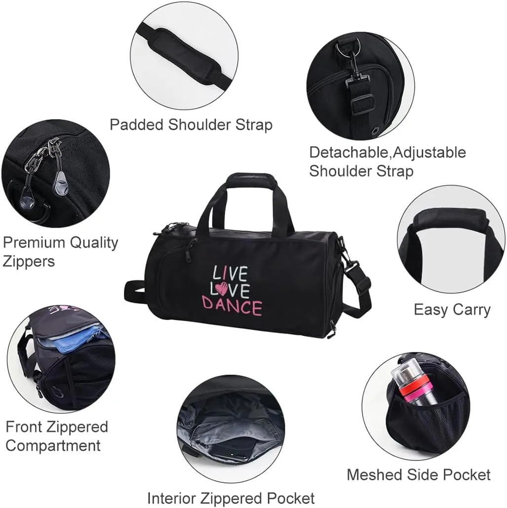 kilofly Girl's Ballet Dance Sports Gym Duffel Bag Shoulder Travel Carry On