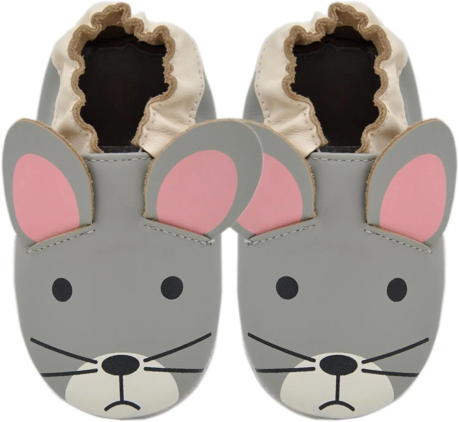 Kimi & Kai Baby Unisex Lambskin Leather Soft Sole Shoes - Mouse