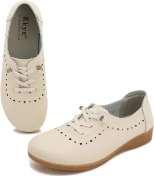 Kkyc Women's Shoes Comfy Fashion Loafers Slip on Leather Sneakers Cute Nurse Work Flats Lightweight Casual Walking Shoes