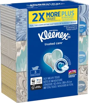 Kleenex Everyday Facial Tissues, 160 Tissues per Flat Box, 3 count