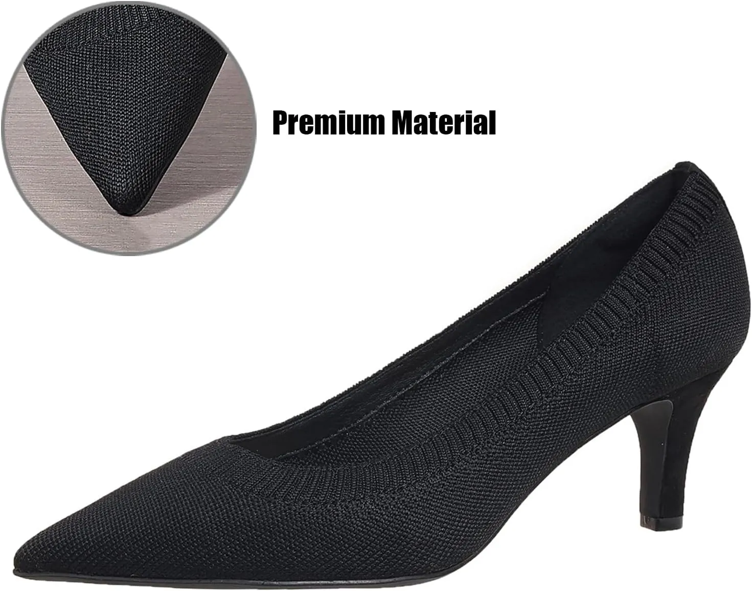 Knit Pumps for Women's Kitten Heel Pointed Toe Classic Dress Pumps Comfortable Slip-On Shallow Mouth Low Heel Formal Work Shoes for Party Wedding Business Daily