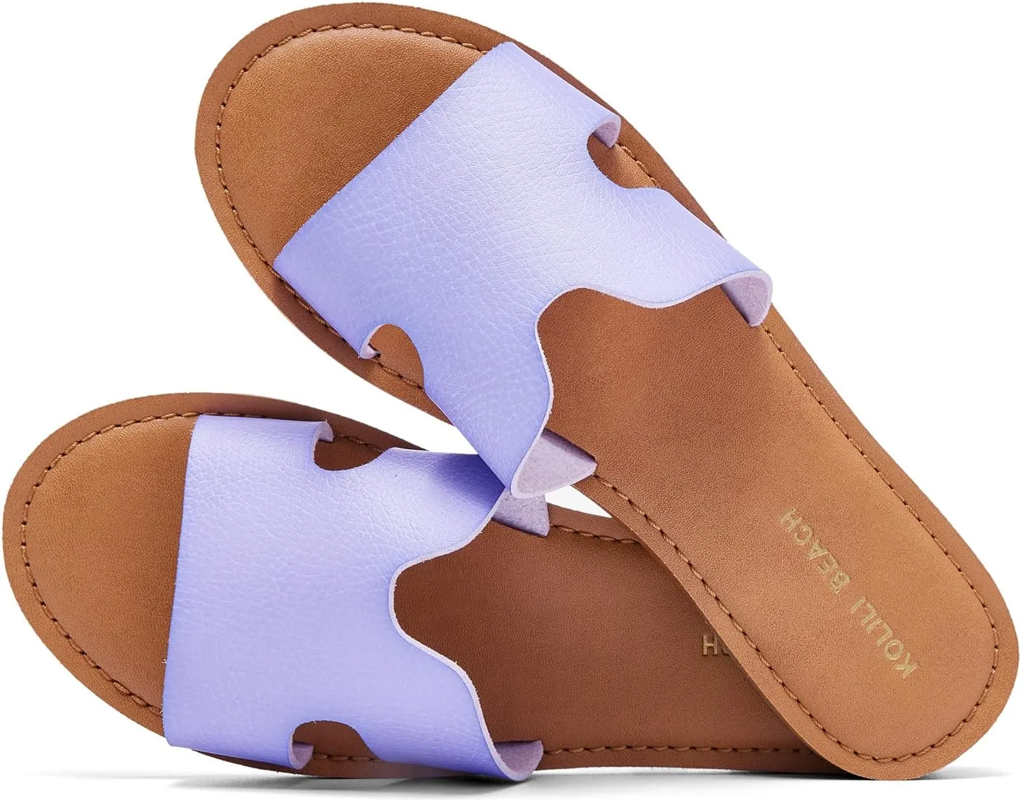 KOLILI Womens Flat Slide Sandals, Summer Fashion Sandals, H Band Sandals Dressy