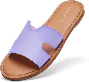 KOLILI Womens Flat Slide Sandals, Summer Fashion Sandals, H Band Sandals Dressy