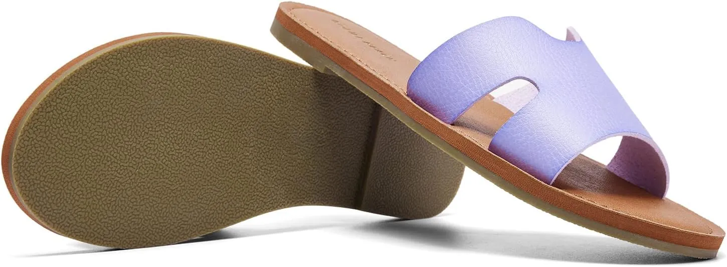 KOLILI Womens Flat Slide Sandals, Summer Fashion Sandals, H Band Sandals Dressy
