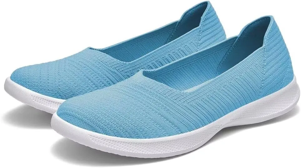 konhill Women's Slip on Loafers - Comfy Walking Tennis Low-Top Ballet Flat Nurse Shoes Casual Sneakers