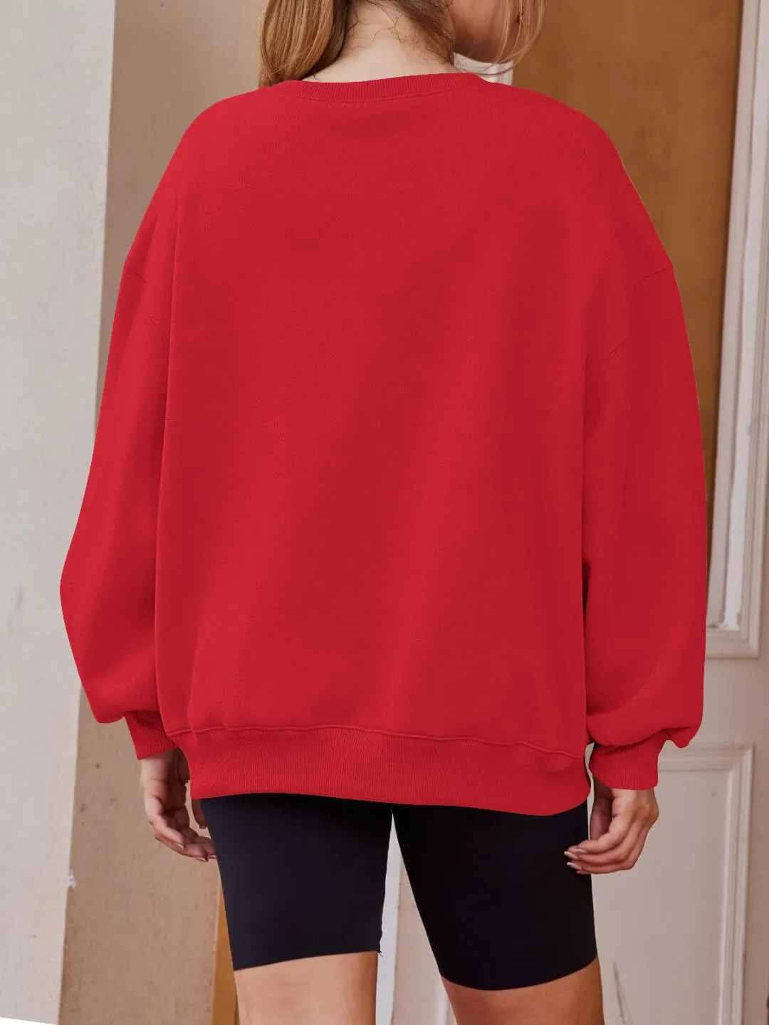 Lacozy Womens Oversized USA Sweatshirts American Flag Crewneck Sweater Long Sleeve Loose Fleece Tops 4th of July Outfits