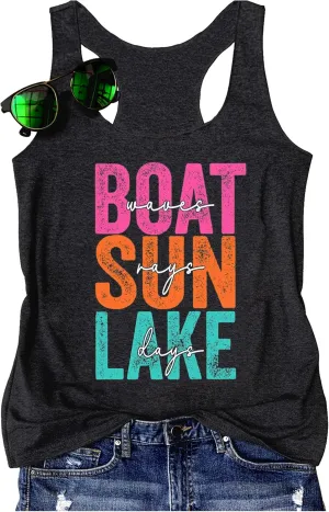 Lake Life Summer Racerback Tank Tops for Women Funny Lake Vacation Shirt Camis Teen Girls Graphic Workout Tanks Shirt
