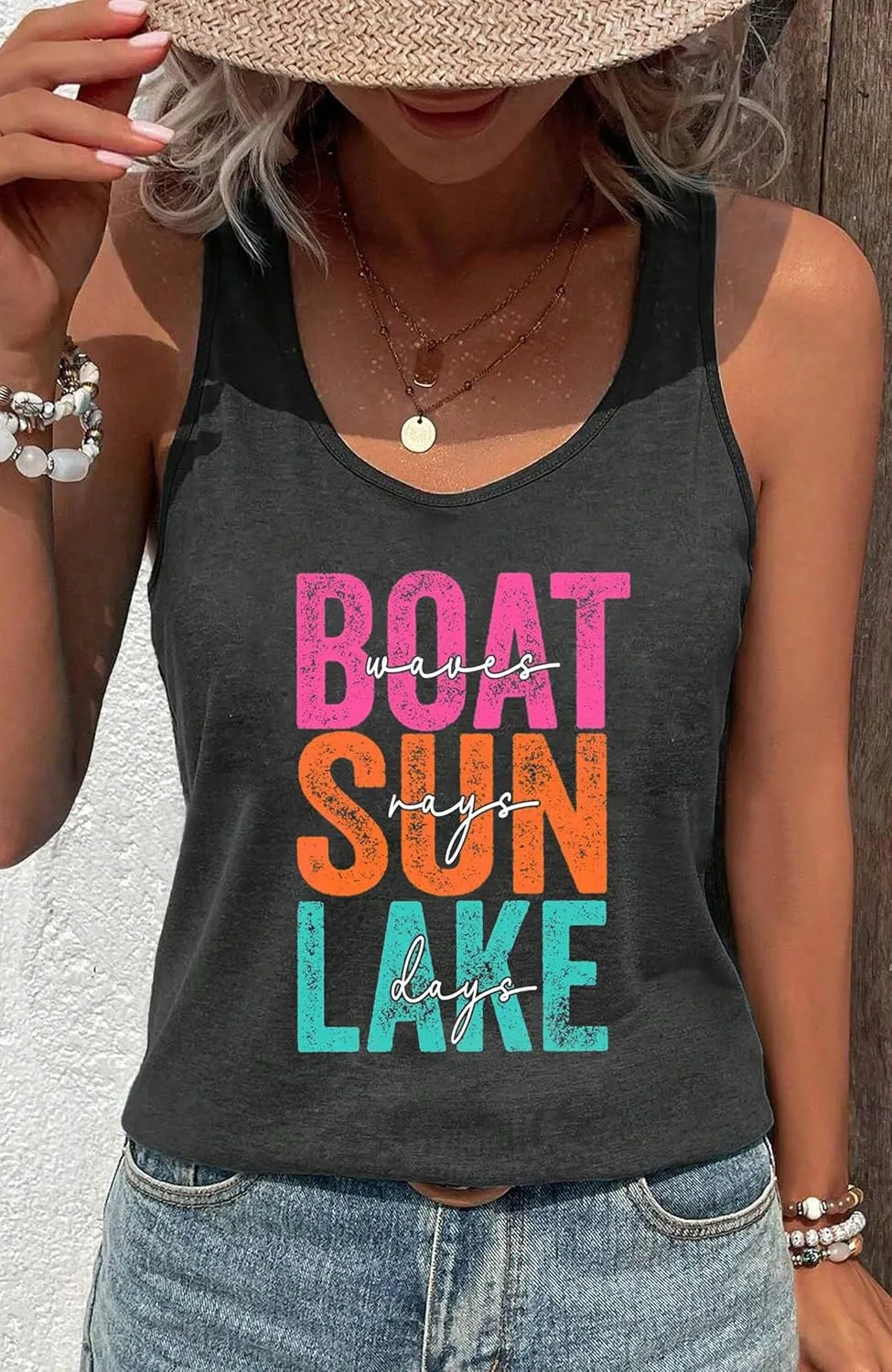 Lake Life Summer Racerback Tank Tops for Women Funny Lake Vacation Shirt Camis Teen Girls Graphic Workout Tanks Shirt