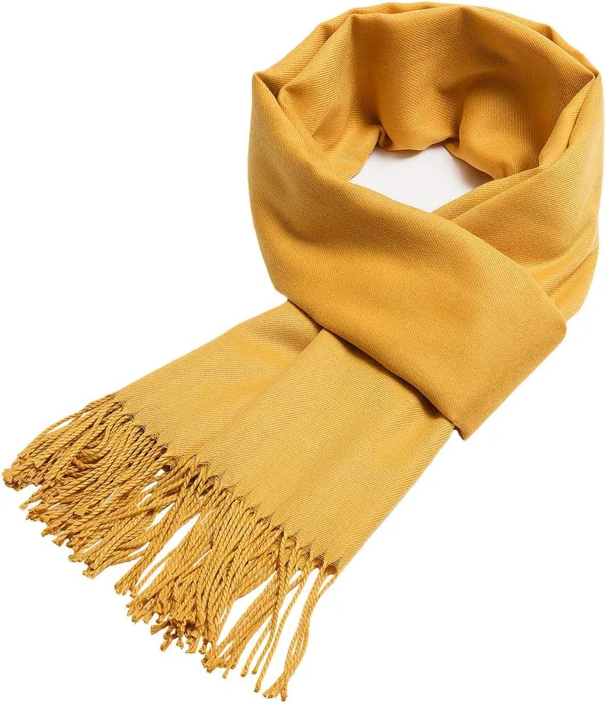 Large Soft Cashmere Feel Scarf Silky Pashmina Solid Colors Shawls Warm Wraps