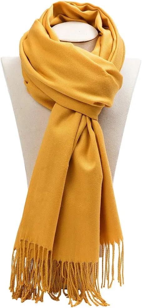 Large Soft Cashmere Feel Scarf Silky Pashmina Solid Colors Shawls Warm Wraps
