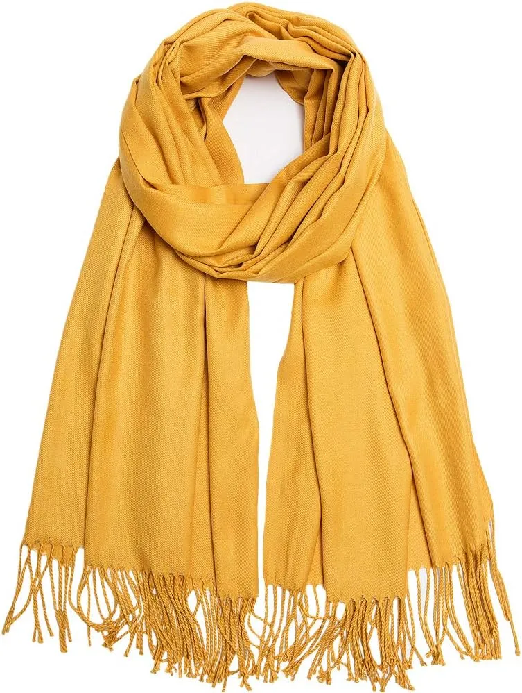 Large Soft Cashmere Feel Scarf Silky Pashmina Solid Colors Shawls Warm Wraps