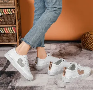 Lavish Silver  Crystal Heart Sneaker