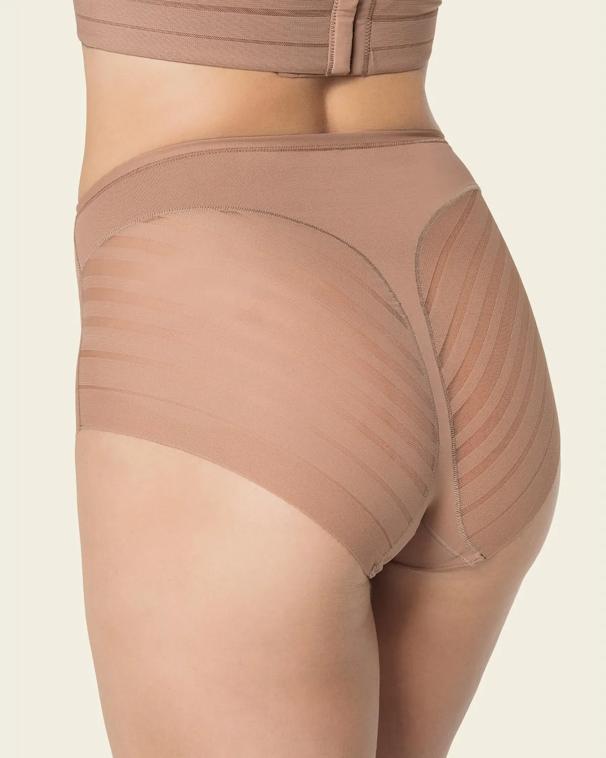 Leonisa Invisible High Waisted Tummy Control Stripe Lace Underwear - Shapewear Panties for Women