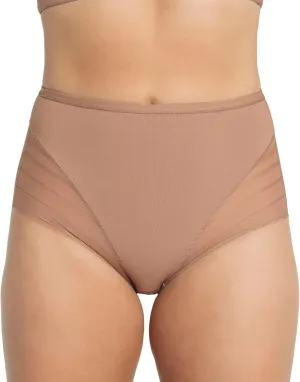 Leonisa Invisible High Waisted Tummy Control Stripe Lace Underwear - Shapewear Panties for Women