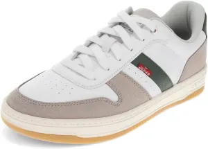 Levi's Mens Drive Lo Synthetic Leather Casual Lace Up Sneaker Shoe, White/Cappuccino/Forest Green, 9.5 M