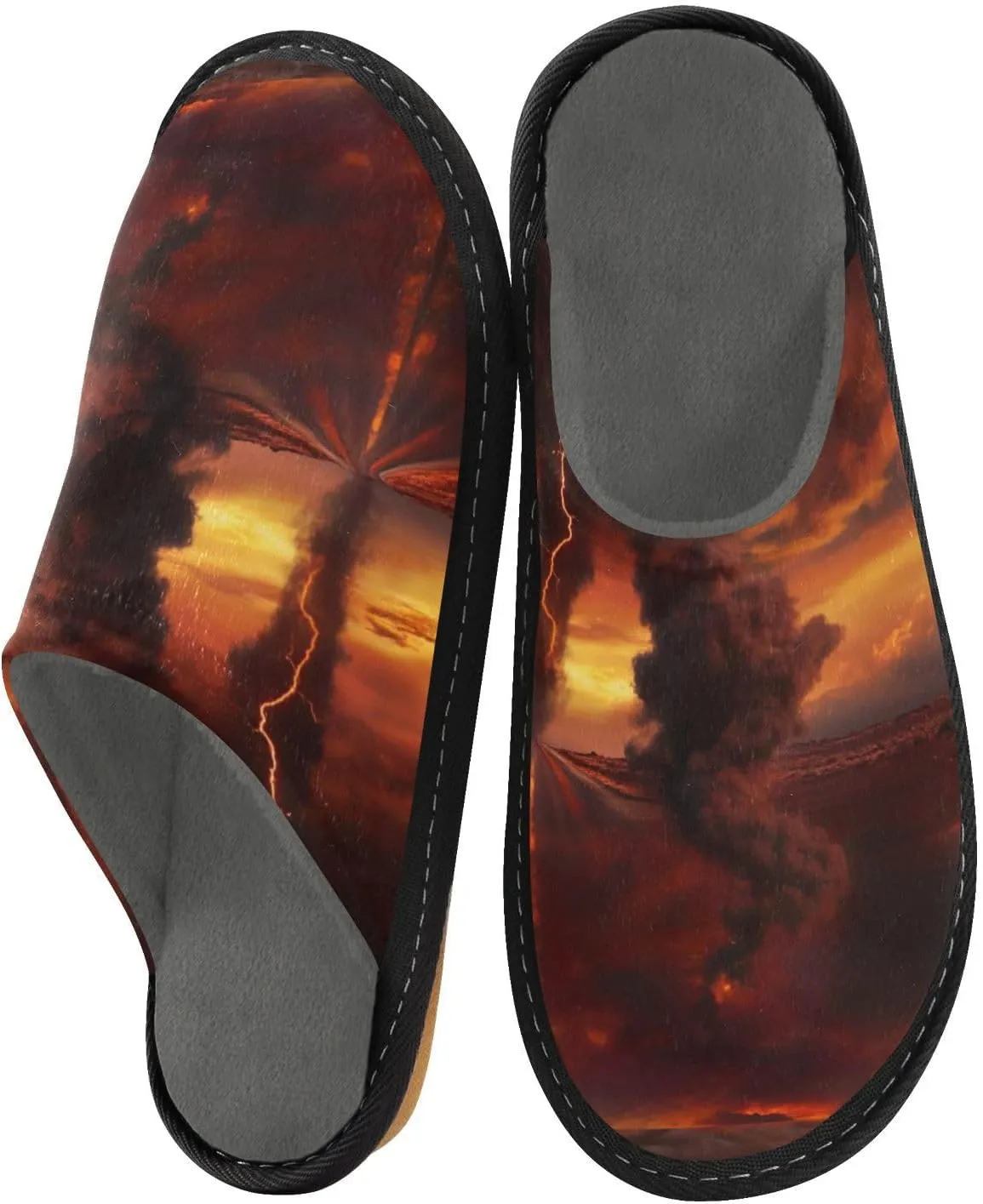 Lightning Sandstorm House Slippers for Women,Mens Fuzzy Slippers,Soft Comfy Memory Foam Non-slip Indoor & Outdoor House Shoes-25