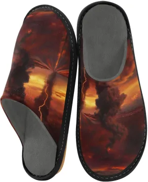 Lightning Sandstorm House Slippers for Women,Mens Fuzzy Slippers,Soft Comfy Memory Foam Non-slip Indoor & Outdoor House Shoes-25
