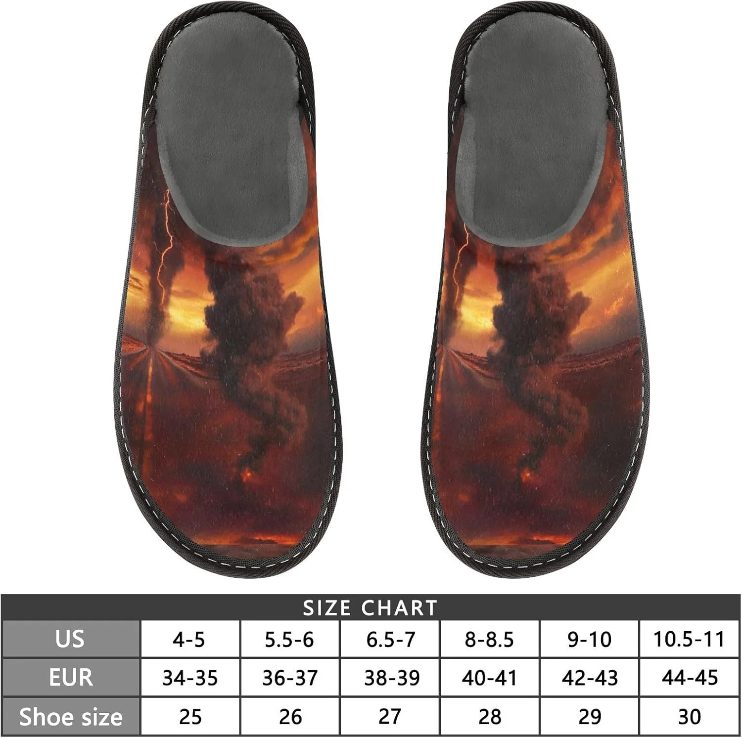Lightning Sandstorm House Slippers for Women,Mens Fuzzy Slippers,Soft Comfy Memory Foam Non-slip Indoor & Outdoor House Shoes-25