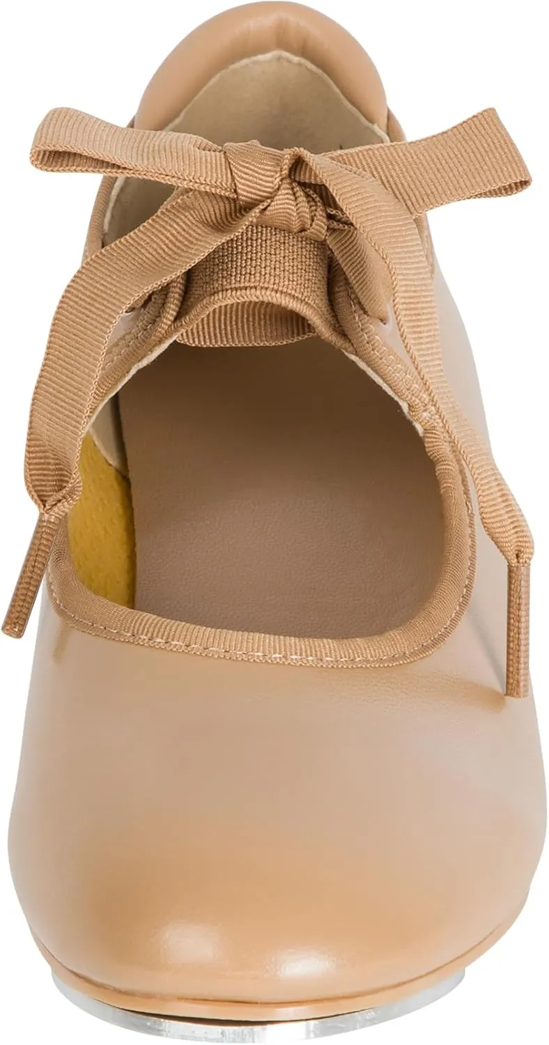 Linodes Economy Unisex-Child Lace Up Tap Shoe for Girls and Boys Tap Flat