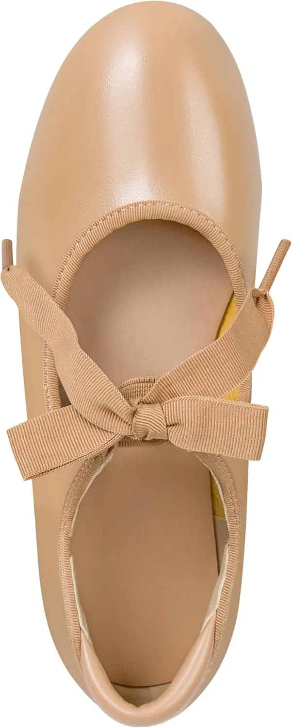 Linodes Economy Unisex-Child Lace Up Tap Shoe for Girls and Boys Tap Flat