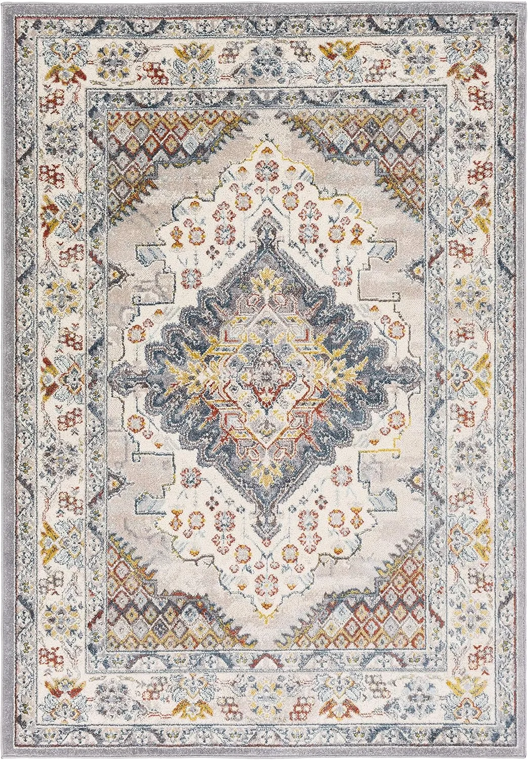 Livabliss Anja Oriental Medallion Area Rug,6'7" x 9',Grey