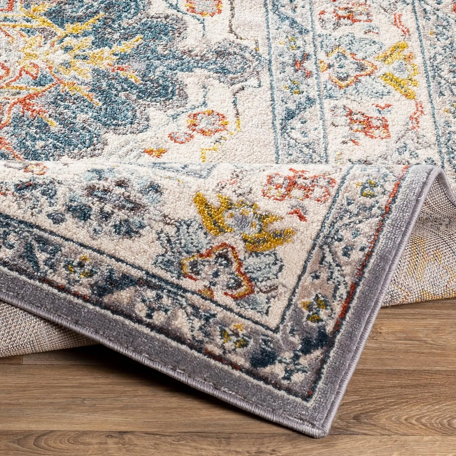 Livabliss Anja Oriental Medallion Area Rug,6'7" x 9',Grey