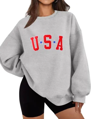 LOMON Oversized Sweatshirt for Women Crewneck Long Sleeve Casual Fleece Tops Graphic Hoodies Pullover Sweater