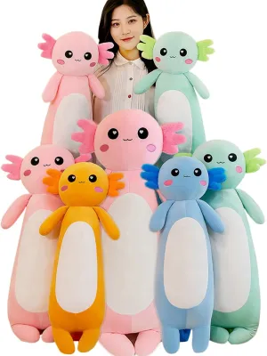 Long Axolotl Stuffed Animal Salamander Plush Pillow, Soft Axolotl Plush Toy for Boys Girls Gifts for Christmas (Blue, 65cm/25.59inch)