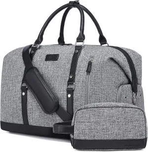 LOVEVOOK Canvas Travel Duffel Bag for Women, Carry on Overnight Bag, Large Capacity Weekender Tote Bag with Shoe Compartment