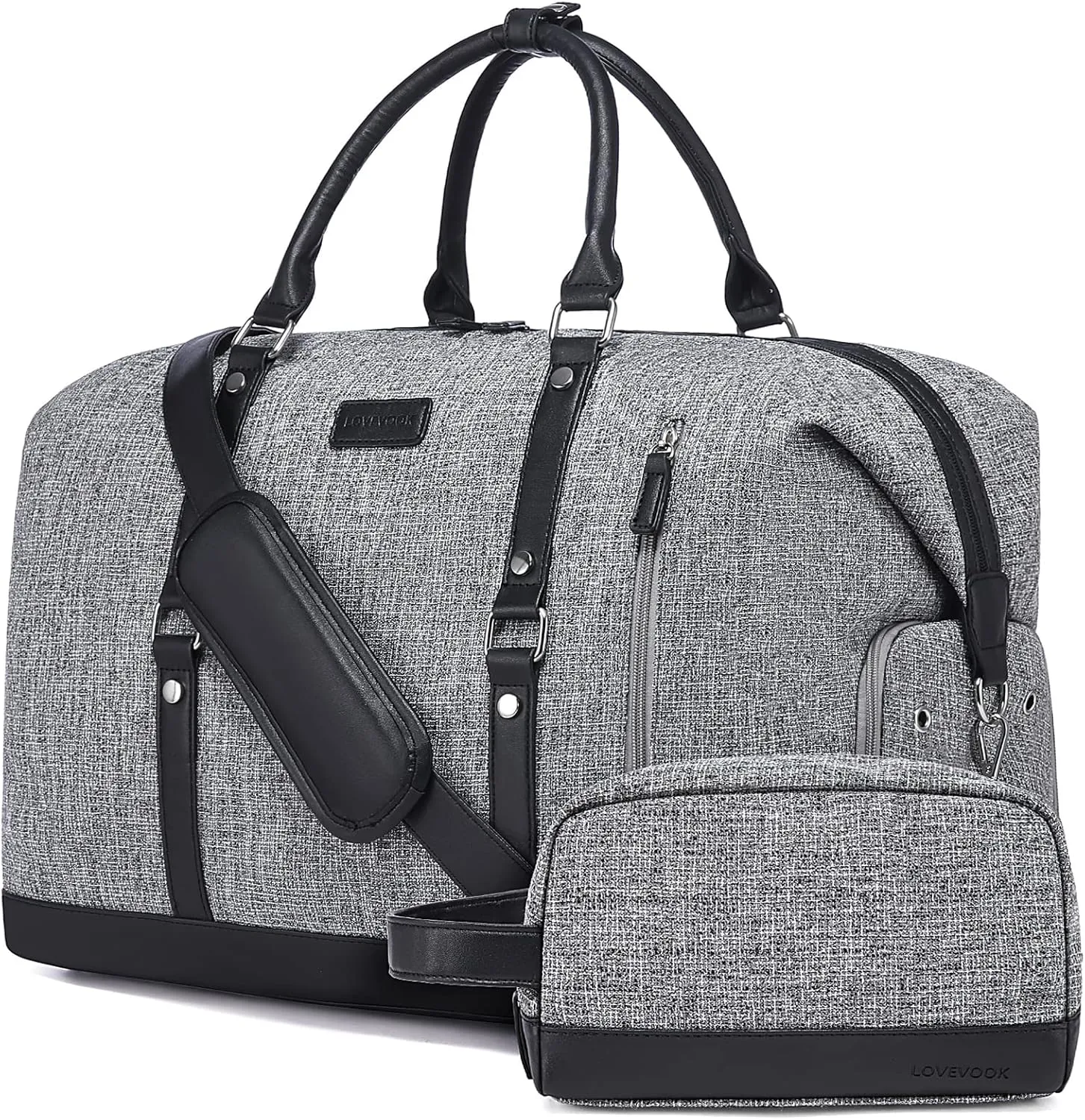 LOVEVOOK Canvas Travel Duffel Bag for Women, Carry on Overnight Bag, Large Capacity Weekender Tote Bag with Shoe Compartment