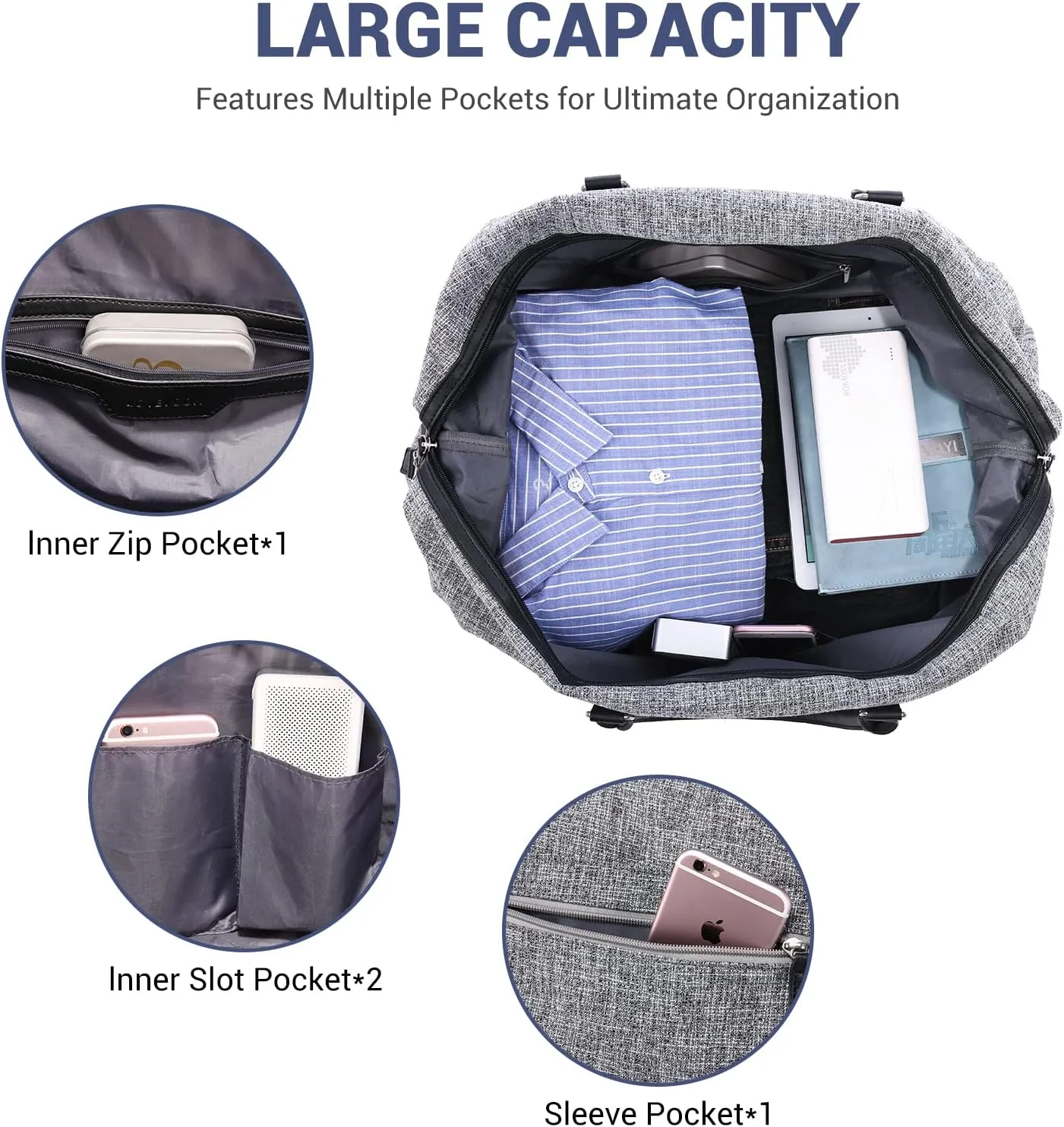 LOVEVOOK Canvas Travel Duffel Bag for Women, Carry on Overnight Bag, Large Capacity Weekender Tote Bag with Shoe Compartment
