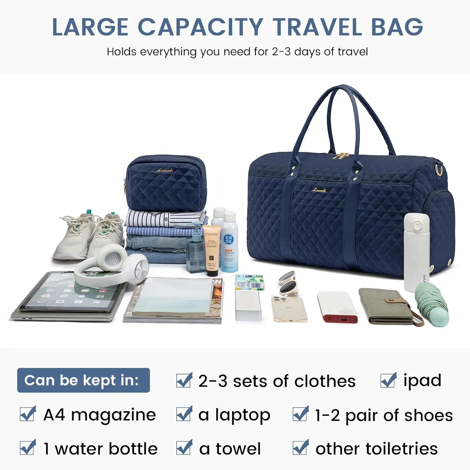 LOVEVOOK Travel Duffle Bag,Carry on Overnight Bag with Shoe Compartment,Weekender Bags for Women with Toiletry Bag,Gym Duffel Bag with Wet Pocket,Hospital Bags for Labor and Delivery