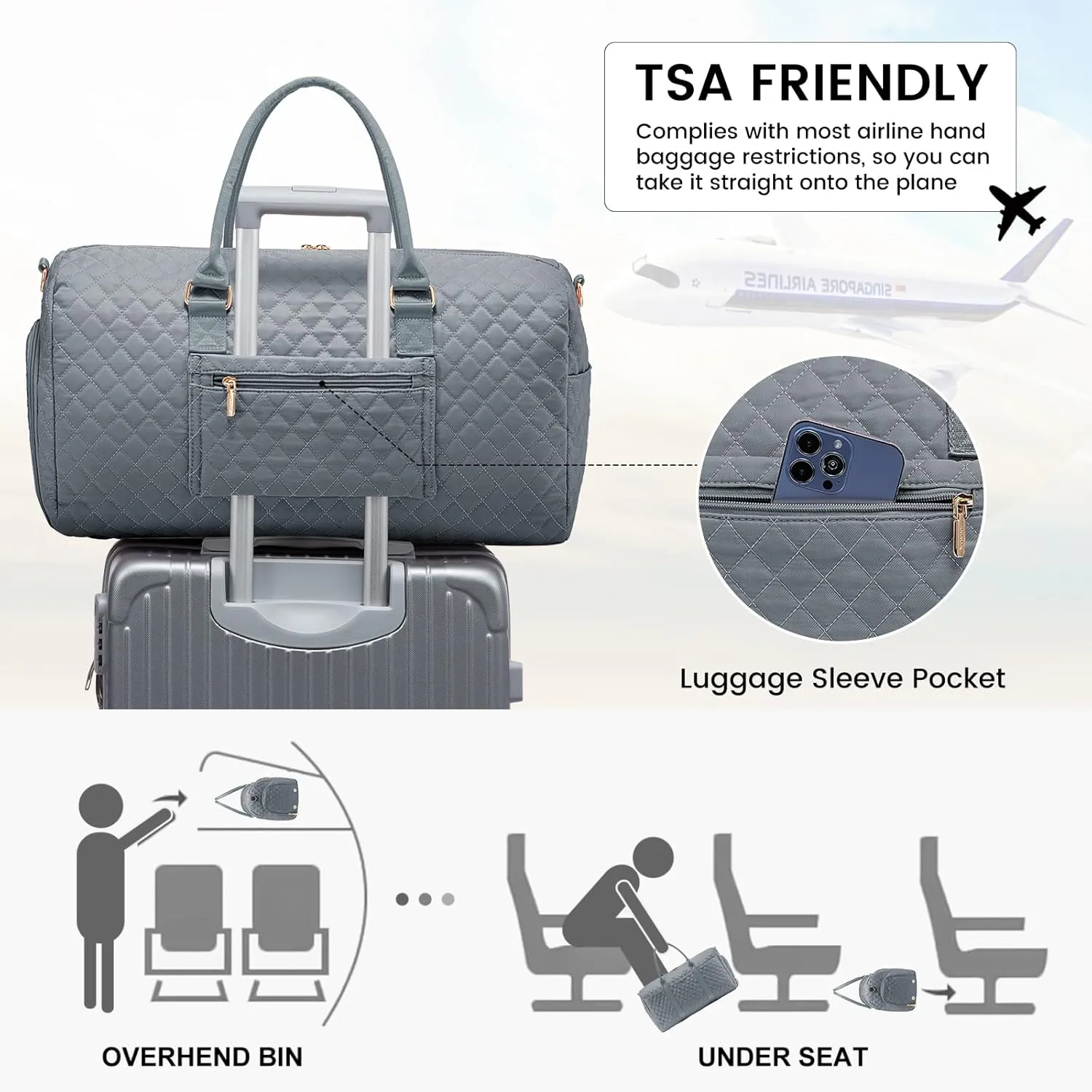 LOVEVOOK Travel Duffle Bag,Carry on Overnight Bag with Shoe Compartment,Weekender Bags for Women with Toiletry Bag,Gym Duffel Bag with Wet Pocket,Hospital Bags for Labor and Delivery