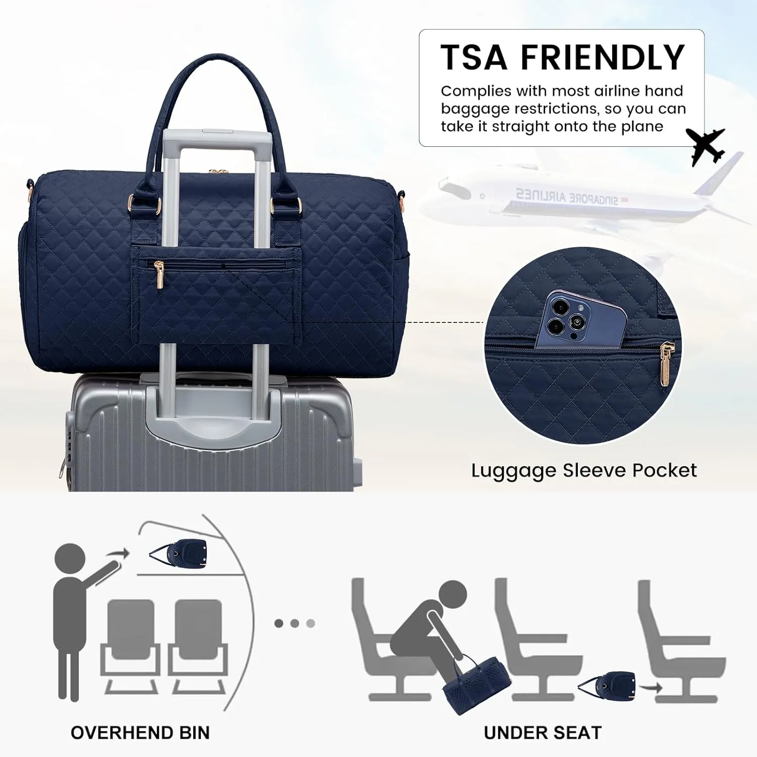 LOVEVOOK Travel Duffle Bag,Carry on Overnight Bag with Shoe Compartment,Weekender Bags for Women with Toiletry Bag,Gym Duffel Bag with Wet Pocket,Hospital Bags for Labor and Delivery