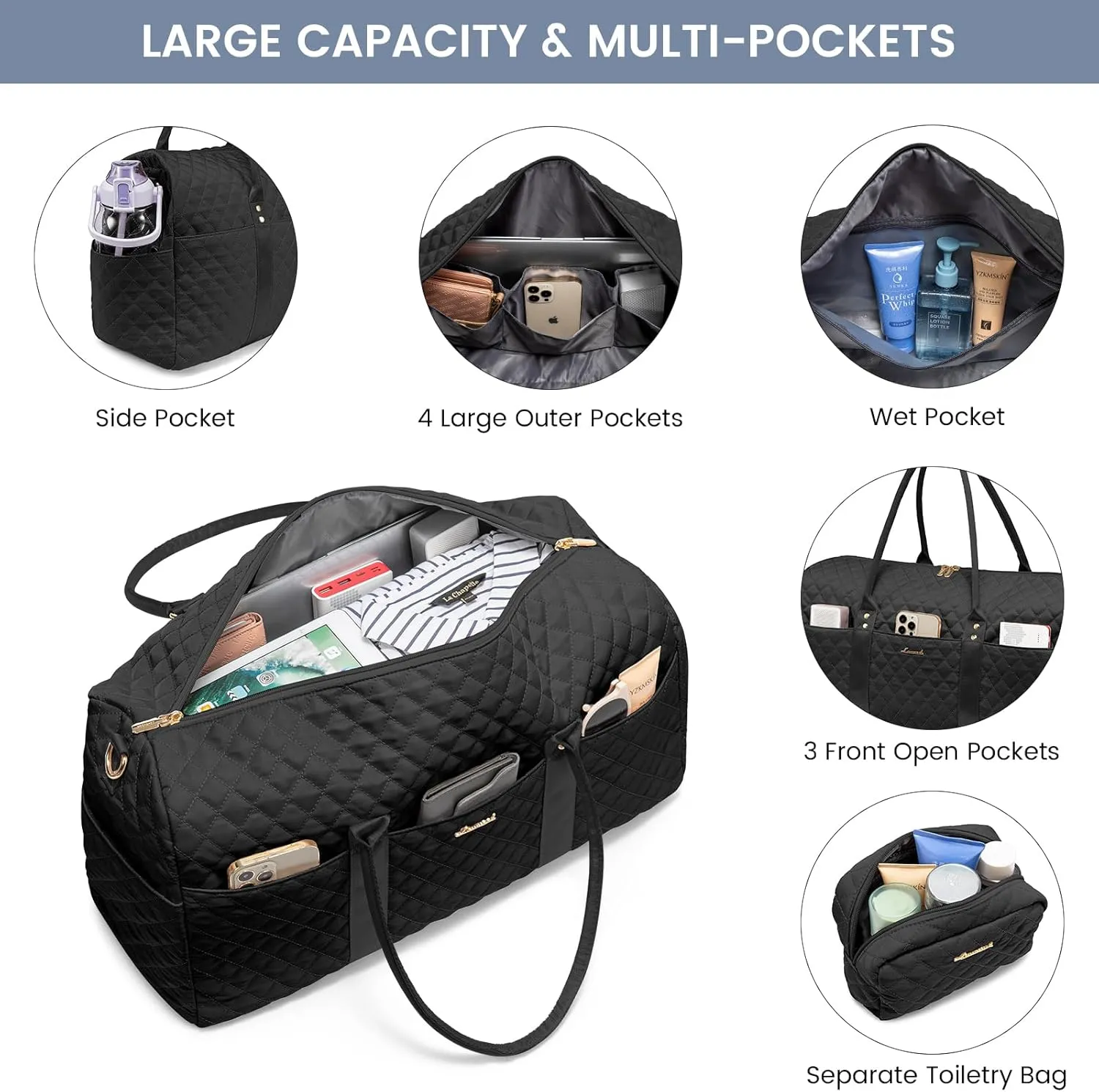 LOVEVOOK Travel Duffle Bag,Carry on Overnight Bag with Shoe Compartment,Weekender Bags for Women with Toiletry Bag,Gym Duffel Bag with Wet Pocket,Hospital Bags for Labor and Delivery