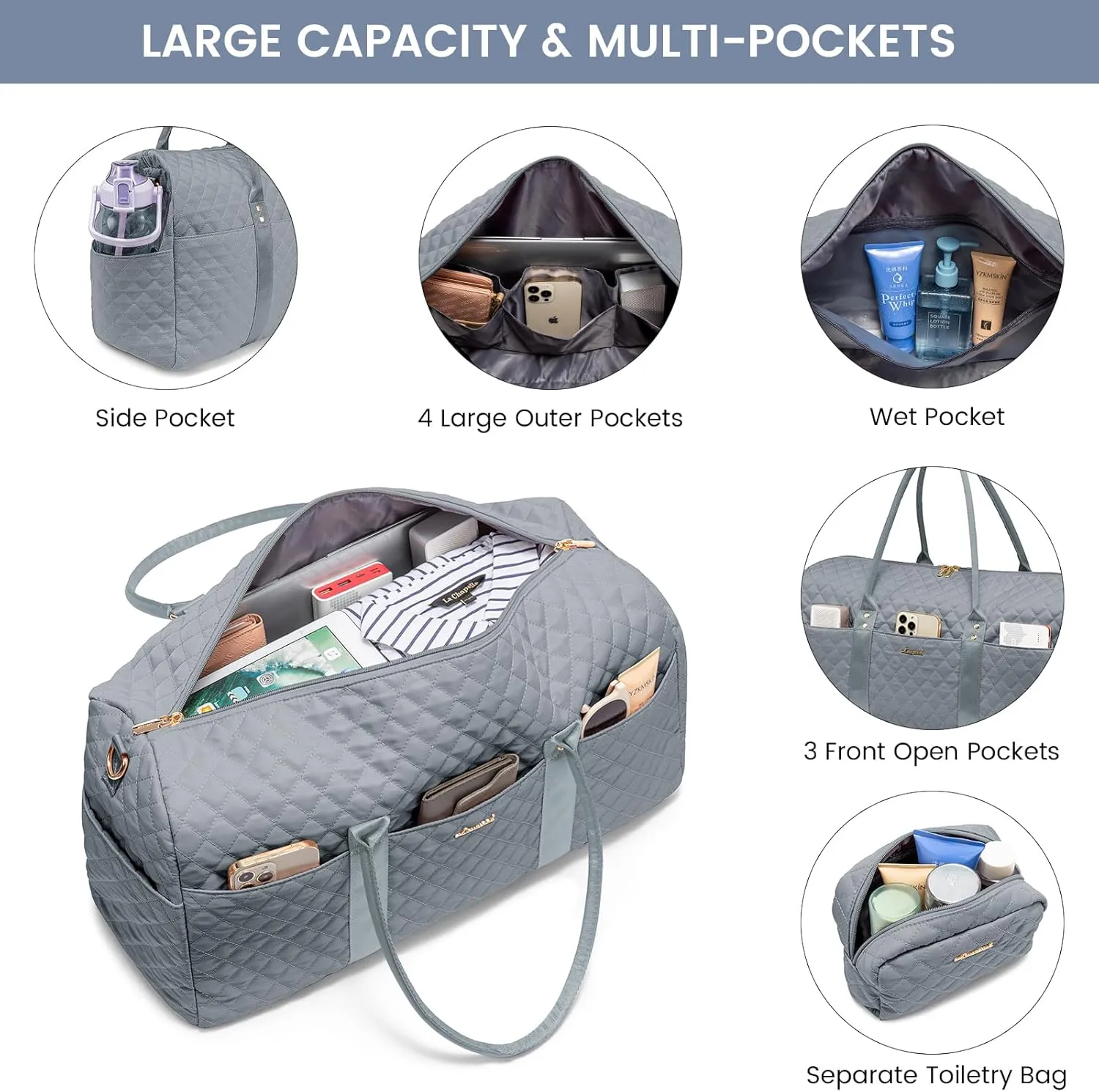 LOVEVOOK Travel Duffle Bag,Carry on Overnight Bag with Shoe Compartment,Weekender Bags for Women with Toiletry Bag,Gym Duffel Bag with Wet Pocket,Hospital Bags for Labor and Delivery