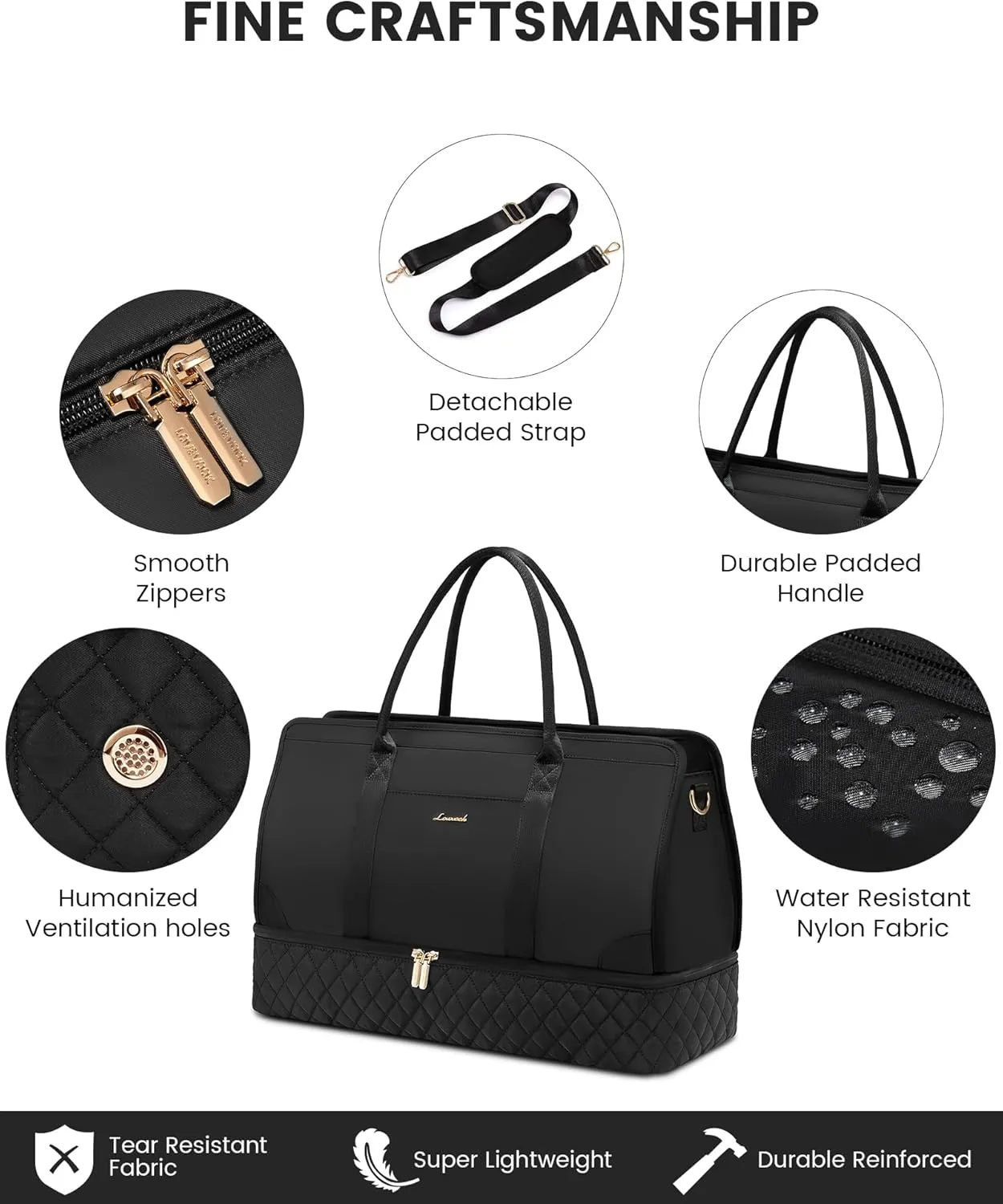 LOVEVOOK Weekender Bags for Women Travel Duffle Bag with Shoe Compartment, Carry on Overnight Bag Set