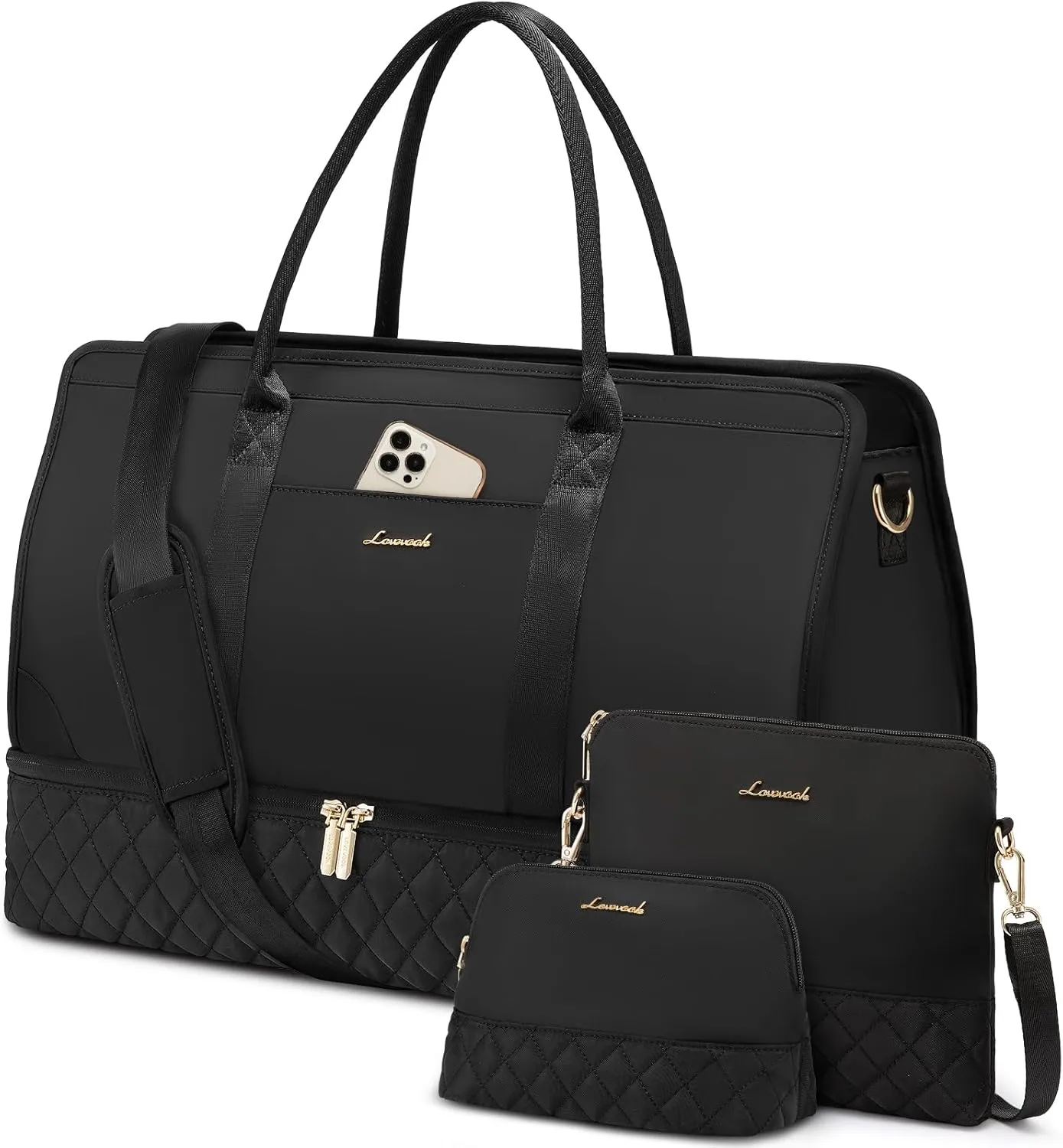 LOVEVOOK Weekender Bags for Women Travel Duffle Bag with Shoe Compartment, Carry on Overnight Bag Set