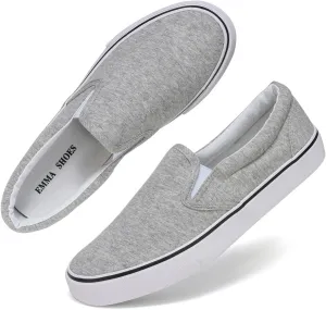 Low-Top Slip Ons Women's Fashion Sneakers Casual Canvas Sneakers for Women Comfortable Flats Breathable Padded Insole Slip on Sneakers Women Low Slip on Shoes